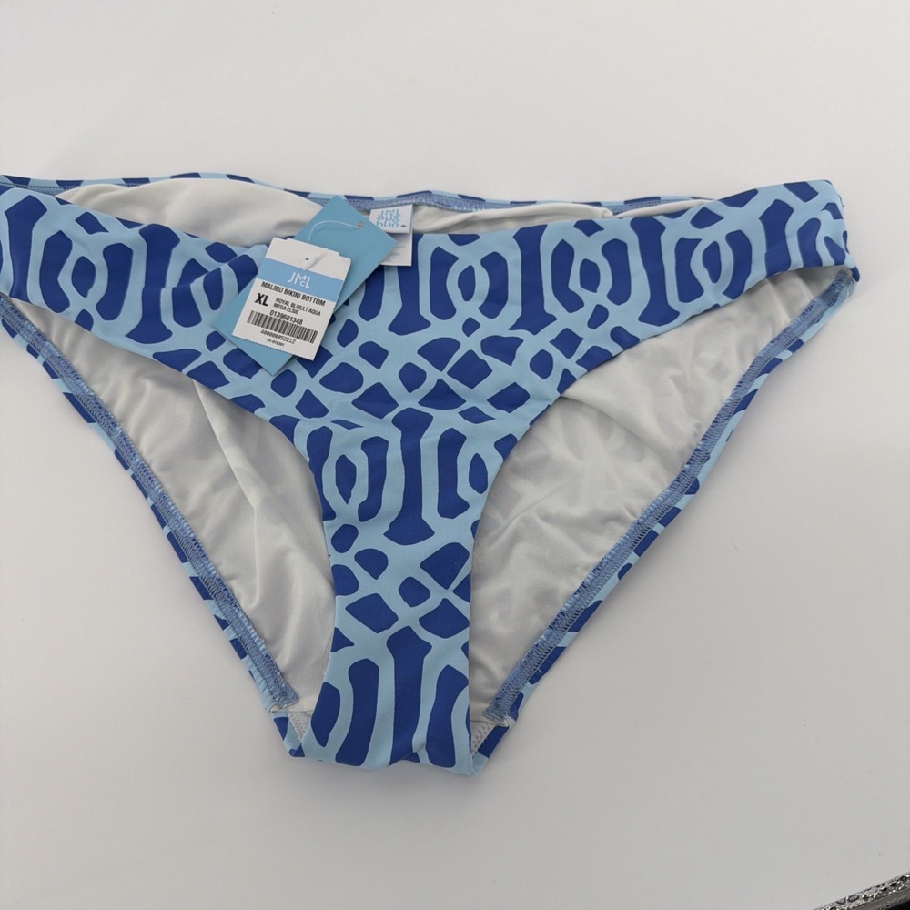 J McLaughlin Royal Blue Lt Aqua Mega Elsie Malibu Bikini Bottom- Women's XL